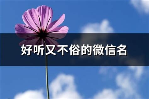 名字微信|好听又不俗的微信名 (共379个)